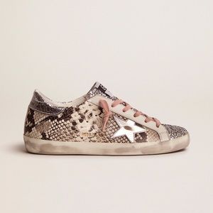 Golden Goose Super-star LTD sneakers with snake print and glitter. Size 39